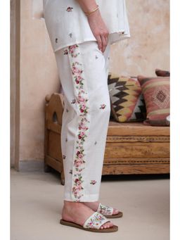 Roza - Pret White Floral Rose Noir Pants