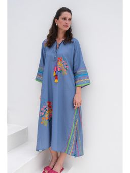 Roza - Pret Blue Printed Positano Dress