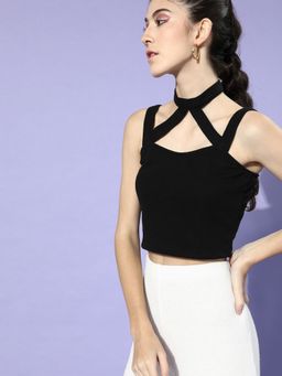 KASSUALLY - Stylish Black Solid Knitted Top