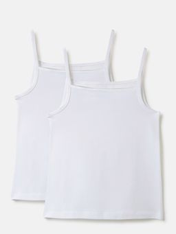 United Colors of Benetton - Girls White Cotton Blend Camisole (Pack of 2)