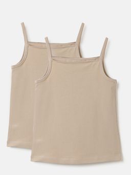 United Colors of Benetton - Girls Beige Cotton Blend Camisole (Pack of 2)