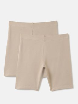 United Colors of Benetton - Girls Beige Cotton Blend Shorts (Pack of 2)