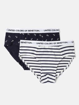 United Colors of Benetton - Boys Multi-Colour Cotton Blend Briefs (Pack of 2)