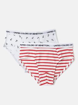United Colors of Benetton - Boys Multi-Colour Cotton Blend Briefs (Pack of 2)