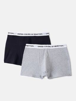 United Colors of Benetton - Boys Multi-Colour Cotton Blend Trunks (Pack of 2)