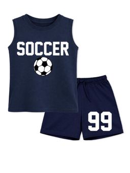 BLUSHES - Unisex Blue Cotton T-Shirts with Shorts