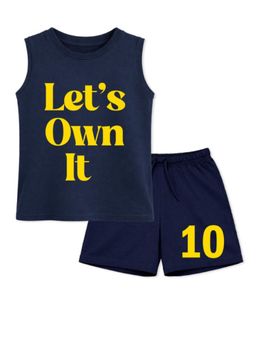 BLUSHES - Unisex Blue Cotton T-Shirts with Shorts