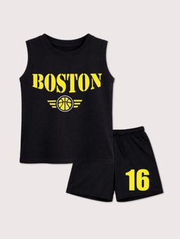 BLUSHES - Unisex Black Cotton T-Shirts with Shorts