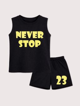 BLUSHES - Unisex Black Cotton T-Shirts with Shorts