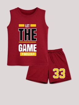 BLUSHES - Unisex Maroon Cotton T-Shirts with Shorts