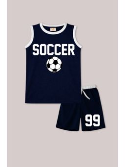 BLUSHES - Unisex Navy Blue Cotton T-Shirts with Shorts