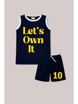 BLUSHES - Unisex Navy Blue Cotton T-Shirts with Shorts