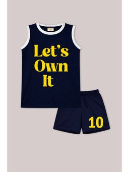 BLUSHES - Unisex Navy Blue Cotton T-Shirts with Shorts