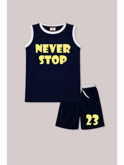 BLUSHES - Unisex Navy Blue Cotton T-Shirts with Shorts