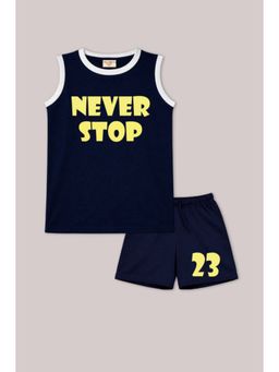 BLUSHES - Unisex Navy Blue Cotton T-Shirts with Shorts