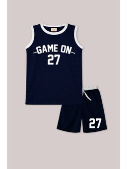 BLUSHES - Unisex Navy Blue Cotton T-Shirts with Shorts