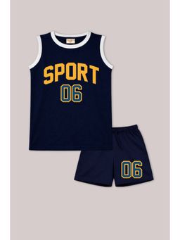 BLUSHES - Unisex Navy Blue Cotton T-Shirts with Shorts