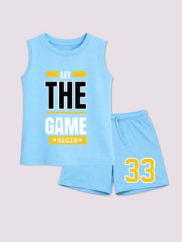 BLUSHES - Unisex Blue Cotton T-Shirts with Shorts