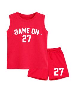 BLUSHES - Unisex Red Cotton T-Shirts with Shorts