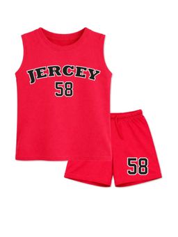 BLUSHES - Unisex Red Cotton T-Shirts with Shorts