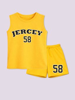 BLUSHES - Unisex Yellow Cotton T-Shirts with Shorts
