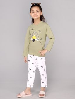 DDOUDDOU - Girls Olive Cotton Top with Pant