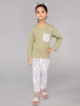 DDOUDDOU - Girls Green Cotton Top with Pant