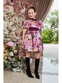 TINY GIRL - Girls Wine Polyester Dress