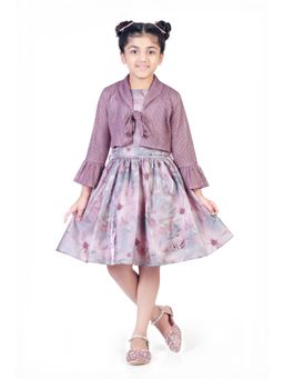 TINY GIRL - Girls Pink Polyester Dress with jacket