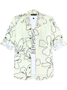 CAVIO - Boys Yellow Cotton Blend Shirt with T-shirt