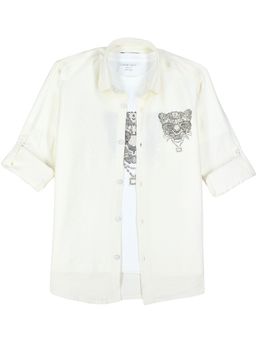 CHARCHIT - Boys Cream Cotton Shirt with T-shirt