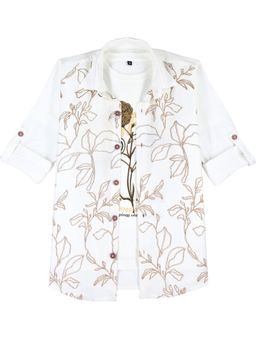 CHARCHIT - Boys White Cotton Blend Shirt with T-shirt