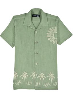 CAVIO - Boys Green Cotton Shirt