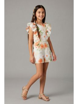 TINY GIRL - Girls Orange Cotton Playsuit