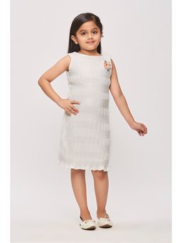 TINY GIRL - Girls White Polyester Dress with Brooch