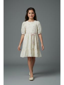 TINY GIRL - Girls White Nylon Dress with Belt