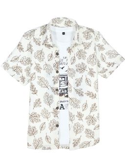 CAVIO - Boys Off White Cotton Blend Shirt with T-shirt