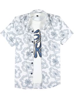 CAVIO - Boys White Cotton Blend Shirt with T-shirt