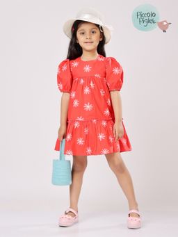 Piccolo Piglet - Girls Red Rayon Dress