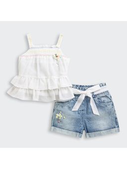TINY GIRL - Girls White Cotton Co-Ord Set