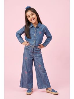 TINY GIRL - Girls Blue Cotton Co-Ord Set