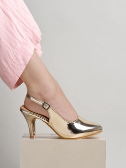 Shoetopia - Girls Embellished Classy Golden Heels