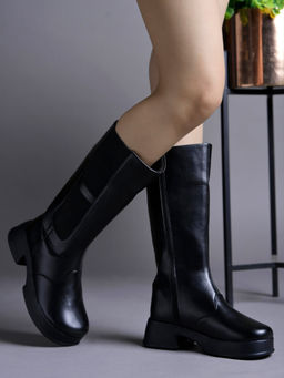 Shoetopia - Girls Smart Black Long Casual Boots