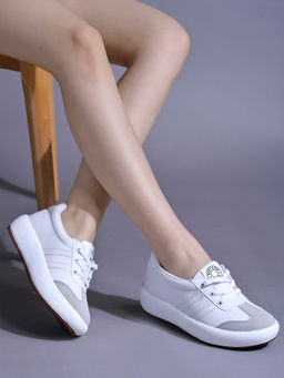 Shoetopia - Girls White Smart Casual Sneakers