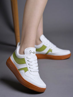 Shoetopia - Girls Daily Wear Casual Sneakers White & Green