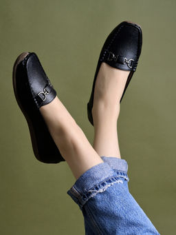 Shoetopia - Girls Smart Casual Black Loafers