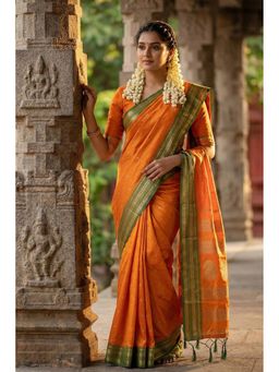 Mysilklove - Women Yellow Banarasi Woven Saree with Unstitched Blouse