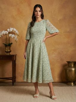Jompers - Women Green Georgette Floral Dress