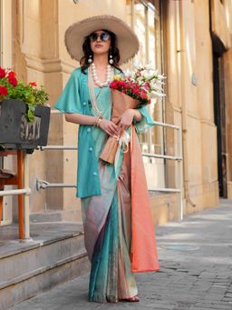Elora - Women Multi-Color Silk Blend Abstract Saree with Unstitched Blouse