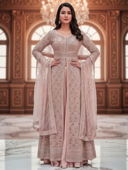 Chhabra 555 - Pink Poly Georgette Embroidered Lehenga with Kurta and Dupatta